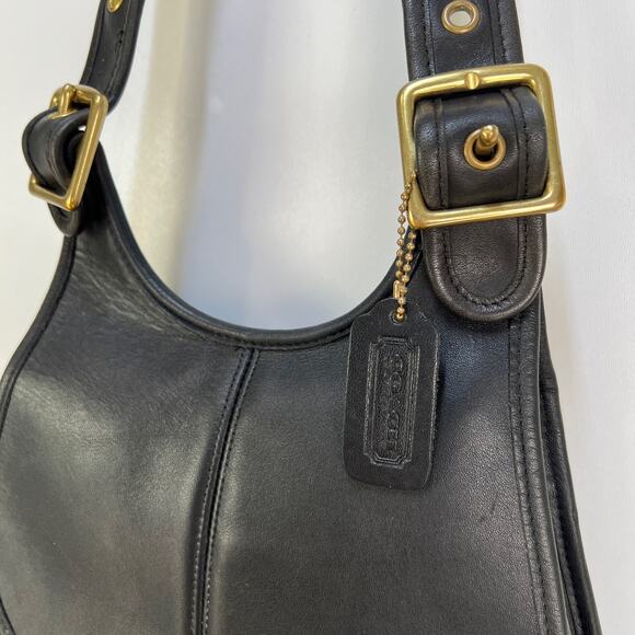 Vintage Coach Crescent Bag Black Leather Purse Handbag 9235 - Picture 11 of 16